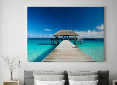 Obrazy do salonu Piękna plaża z pomostem 3D