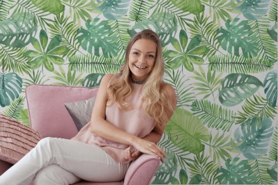 Tapeta "Akwarela z tropikalnych liści"