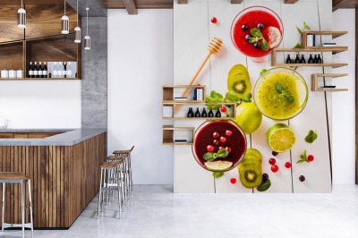 Fototapeta Świeże koktajle jagodowe i owocowe