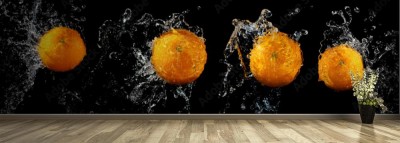 Fototapeta Świeże pomarańcze w plusku wody