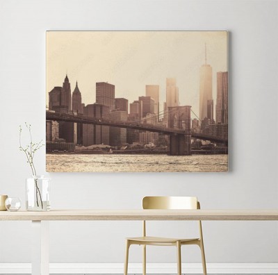 Obraz na płótnie Manhattan o zachodzie słońca w stylu vintage
