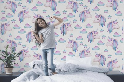 Fototapeta dla dziewczynki  "Magiczny Jednorożec na Białym Tle"