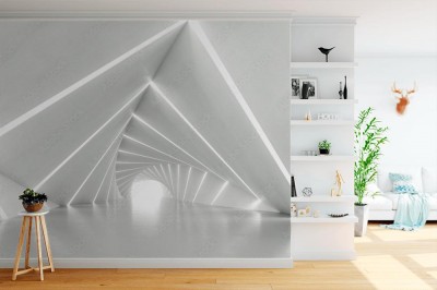 Fototapeta Abstrakcjonistyczny biały kręcony korytarz