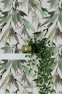 Fototapeta Zielone liście bambusa malowane akwarelą