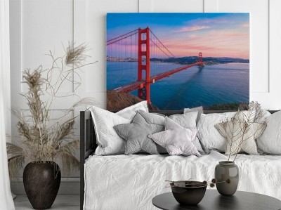 Obraz na płótnie Golden Gate Bridge o zachodzie słońca