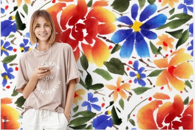 Tapeta w kwiaty w akwareli