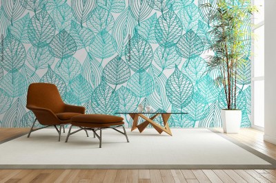 Tapeta z nowoczesnym wzorem liści