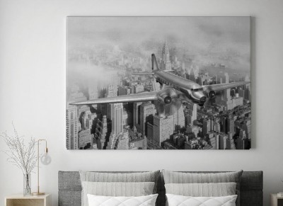 Obraz na płótnie Samolot DC-3 Ponad Nowym Jorkiem