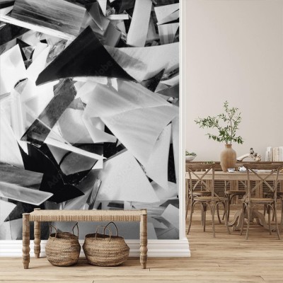 Fototapeta Czarno białe tło z fragmentów szkła
