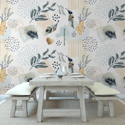 Fototapeta Egzotyczny wzór z tropikalnymi roślinami i złotymi elementami