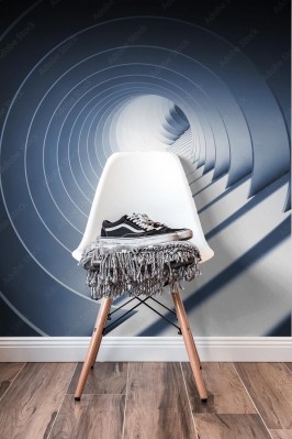 Fototapeta Streszczenie okrągły niebieski tunel ze świecącą końcówką