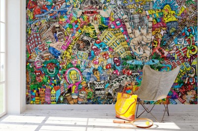 Fototapeta Fajne muzyczne graffiti w stylu miejskim na ścianie