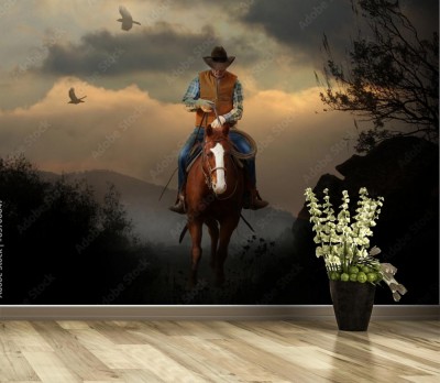 Fototapeta Kowboj na koniu