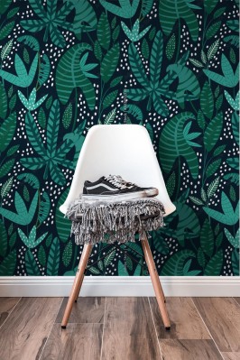 Fototapeta Modny, ilustrowany wzór roślin i tropikalnych liści 