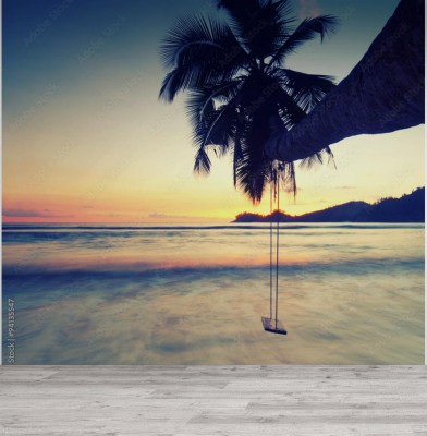 Fototapeta Plaża z huśtawką - Seszele