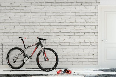 Fototapeta Biała ściana z cegieł