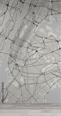 Fototapeta mapa miasta Nowego Jorku w czerni i bieli