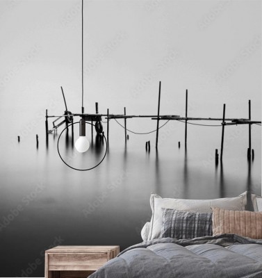 Fototapeta z czarnobiałym wzorem 3D