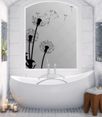 Naklejka na okno łazienkowe Kwiat polnego mniszka lekarskiego z latającymi ziarnami