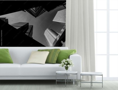 Fototapeta Architektura Hongkongu w czerni i bieli