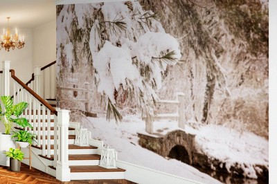 Fototapeta Artystyczny obraz zimy z efektem retro tekstury