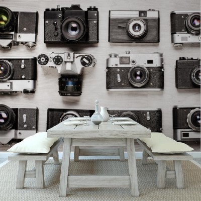 Fototapeta Kolaż aparatów fotograficznych w stylu retro