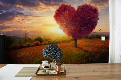 Fototapeta Czerwone drzewo w kształcie serca