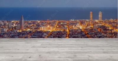 Fototapeta Panorama architektury Barcelony w Blue Hour