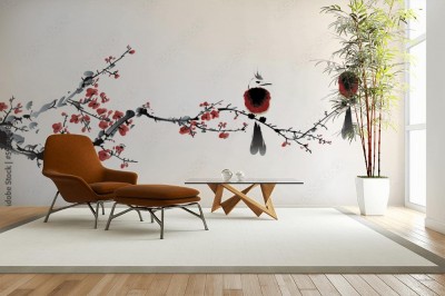 Fototapeta do sypialni z orientalnym malowanym wzorem