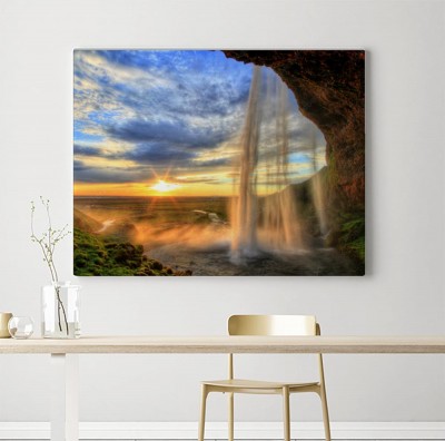 Obraz na płótnie Seljalandfoss siklawa przy zmierzchem w HDR, Iceland