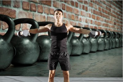 Fototapeta Hala sportowa z kettlebellami