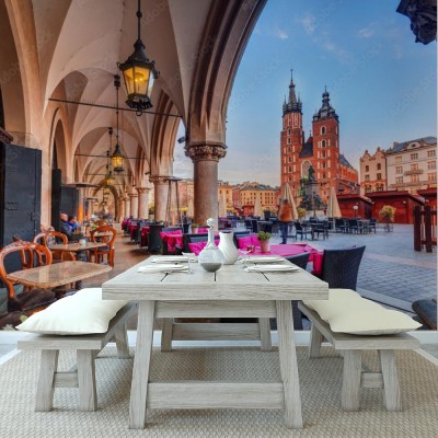 Fototapeta Krakowskie Sukiennice i Bazylika Mariacka w Polsce