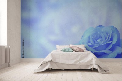 Fototapeta Niebieska róża w pięknym zamarzniętym tłem