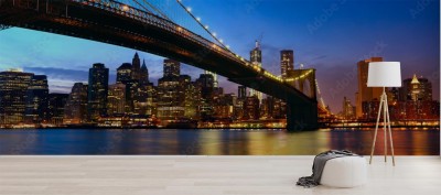 Fototapeta Panorama z mostem brooklyńskim w oryginalnych barwach