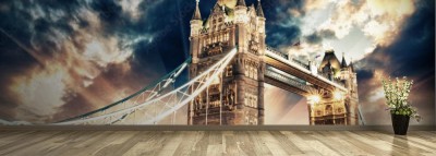 Fototapeta Piękny zachód słońca  nad słynnym mostem Tower w Londynie