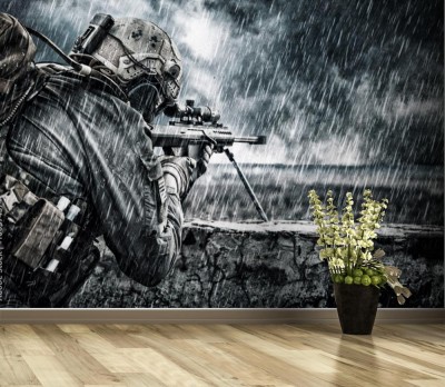 Fototapeta Snajper w strugach deszczu