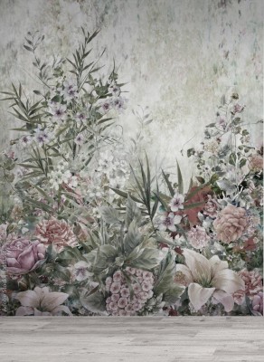 Fototapeta z jasnym botanicznym wzorem 