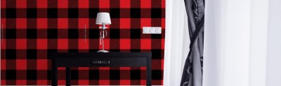 Fototapeta z klasycznym wzorem w kratkę w kolorze czerwonym i czarnym