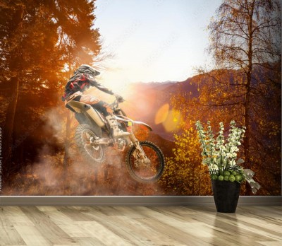 Fototapeta Motocross o zachodzie słońca