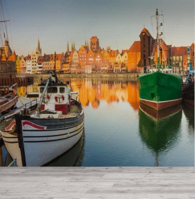 Fototapeta Poranna sceneria gdańskiego starego miasta w Polsce