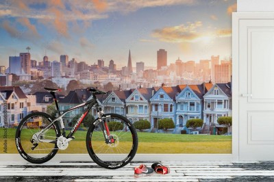 Fototapeta Słynny widok z San Francisco na Alamo Square