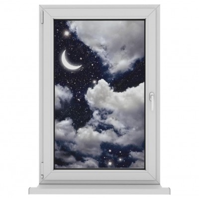 Naklejka na okno łazienkowe Księżyc i gwiazdy na nocnym niebie