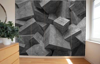 Naklejki na meble abstrakcyjna ściana z kostki betonowej
