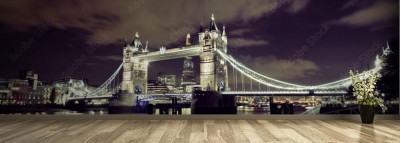 Fototapeta Nocna panorama Londyńskiego mostu Tower Bridge of London