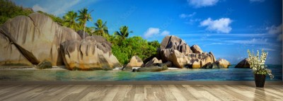 Fototapeta Panorama plaży Anse Source