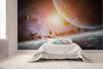 Fototapeta Wschód słońca nad planetą Ziemią w kosmosie