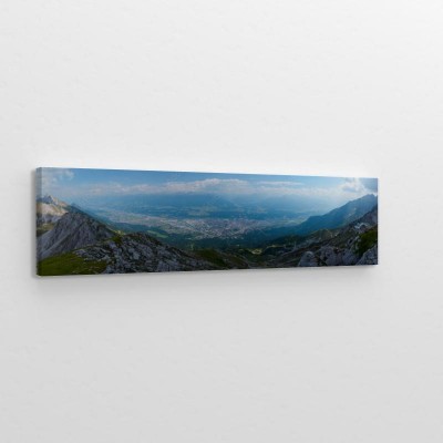 Obrazy do salonu Panorama miasta Innsbruk ze szczytu góry w słoneczny dzień