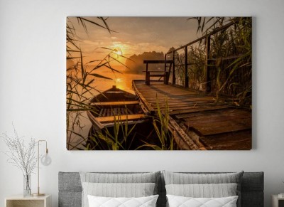 Obraz na płótnie Wschód słońca nad jeziorem