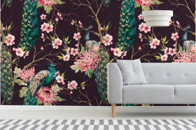 Fototapeta Paw w otoczeniu kwiatów