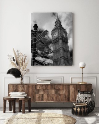 Obrazy do salonu Czarno biały Big Ben w Londynie